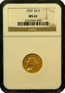 Sold at Auction: 1928 US 2 1/2 DOLLAR INDIAN GOLD COIN UNC