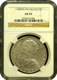 1788 Mexico 8 Reale | NGC | About Uncirculated 55 | In Holder