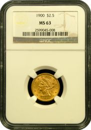 $2 1/2 Liberty Gold Coin NGC/PCGS MS-63 - In Holder