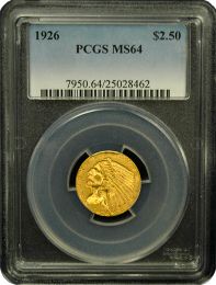$2 1/2 Indian Gold Coin NGC/PCGS MS-64 - In Holder